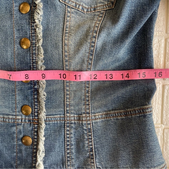 Classiques Entier Women’s Small Denim Raw Hem Snap Denim Blazer Jacket - Picture 13 of 15